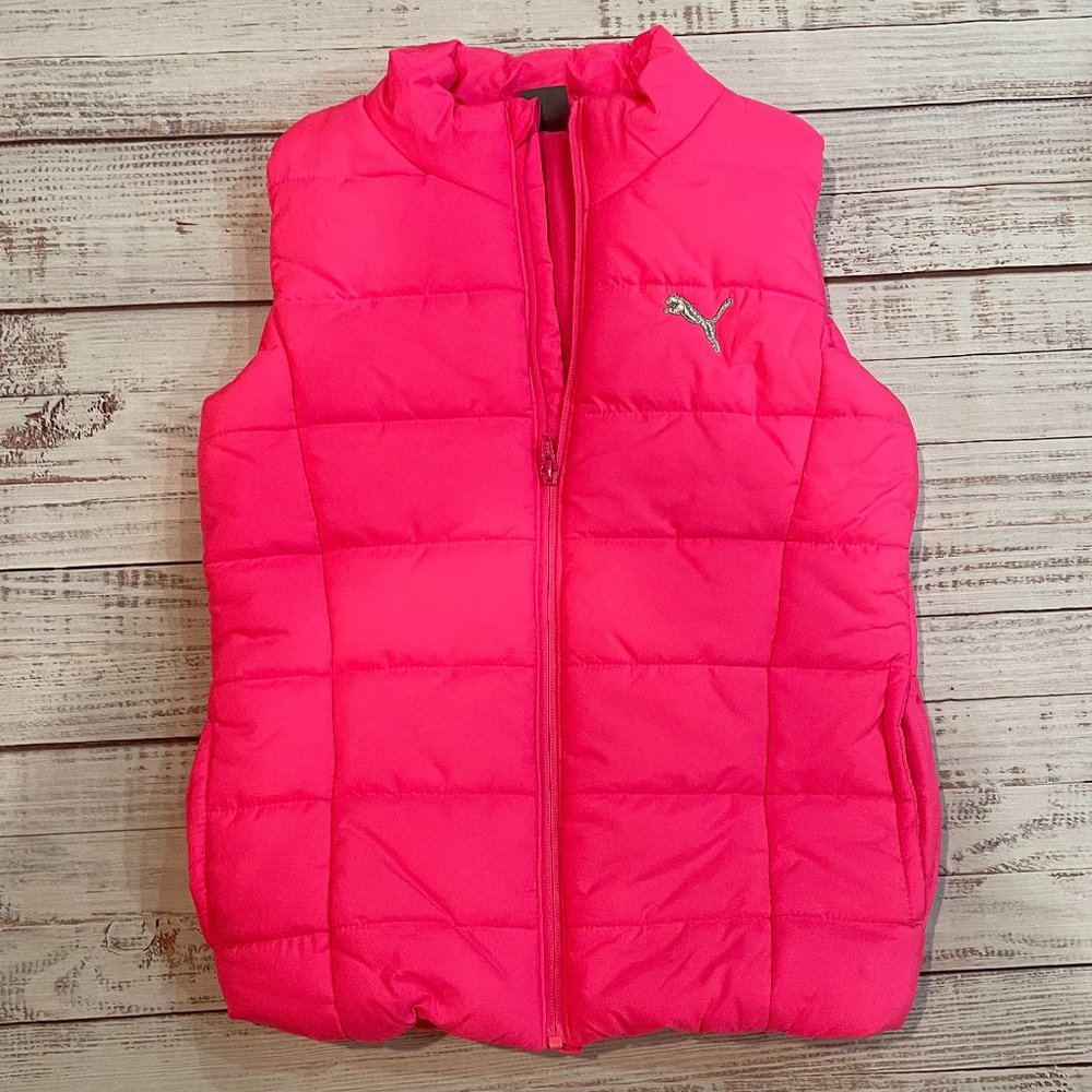 Girls Puma Bright Neon Pink Puffer Vest
